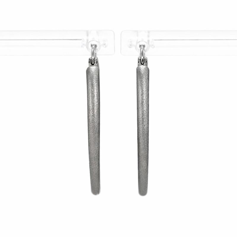 10K White Gold Sand Blasted Graduated Oval Hoop Earrings
