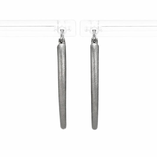 10K White Gold Sand Blasted Graduated Oval Hoop Earrings