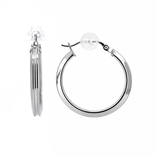 10K White Gold High Polish 2mm Hoop Earrings