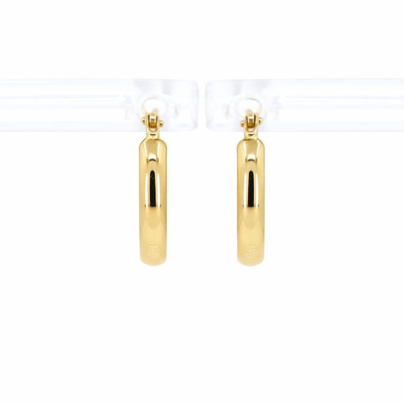 14K Yellow Gold High Polish Huggie Hoop Earrings