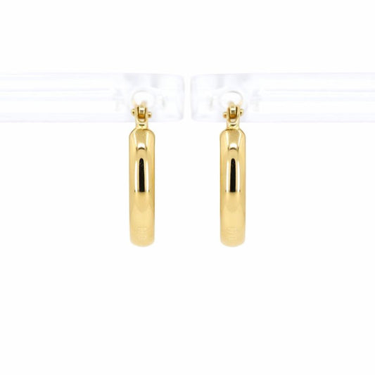 14K Yellow Gold High Polish Huggie Hoop Earrings