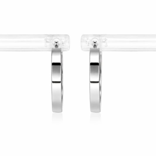 14K White Gold Square Tube 2mm Hoop Earrings