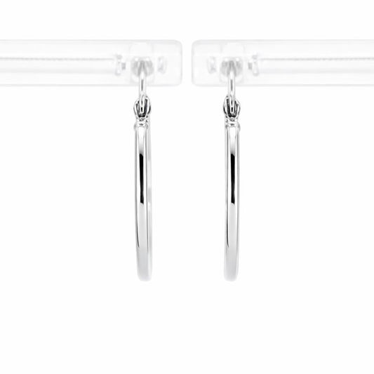10K White Gold High Polish/Diamond Cut Reversible Hoop Earrings