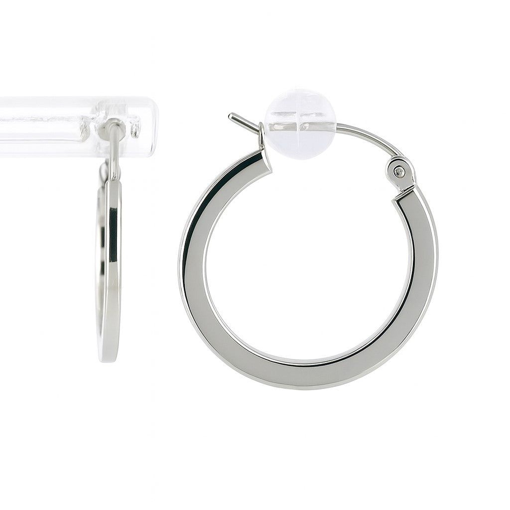 10K White Gold High Polish/Diamond Cut Reversible Hoop Earrings