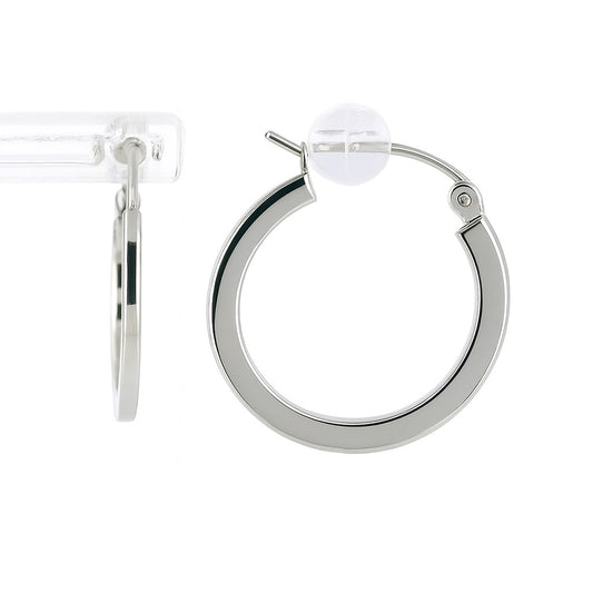 10K White Gold High Polish/Diamond Cut Reversible Hoop Earrings