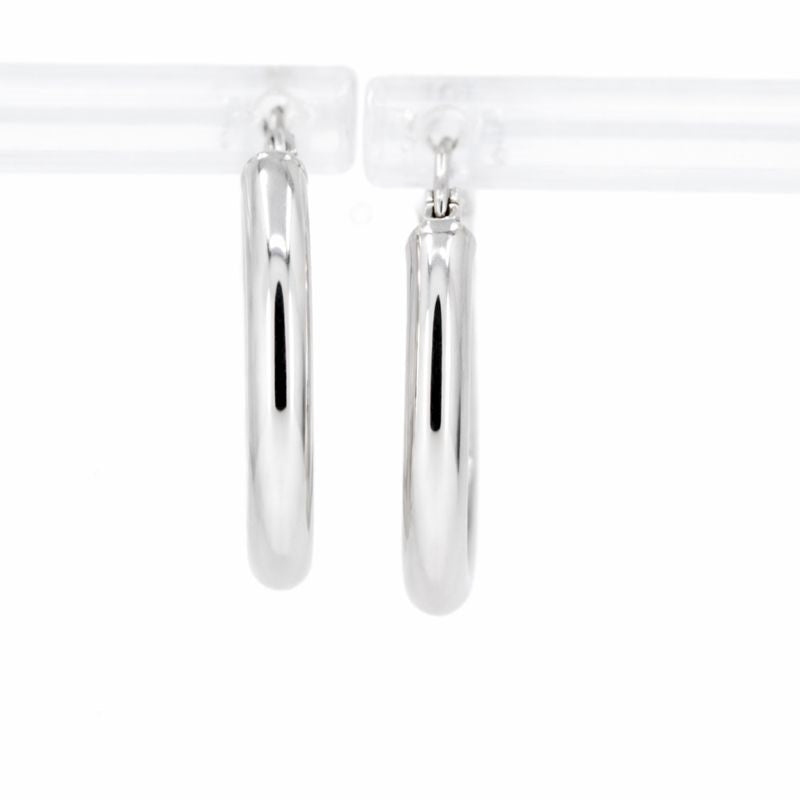 14K White Gold High Polish 3mm Circle Hoop Earrings
