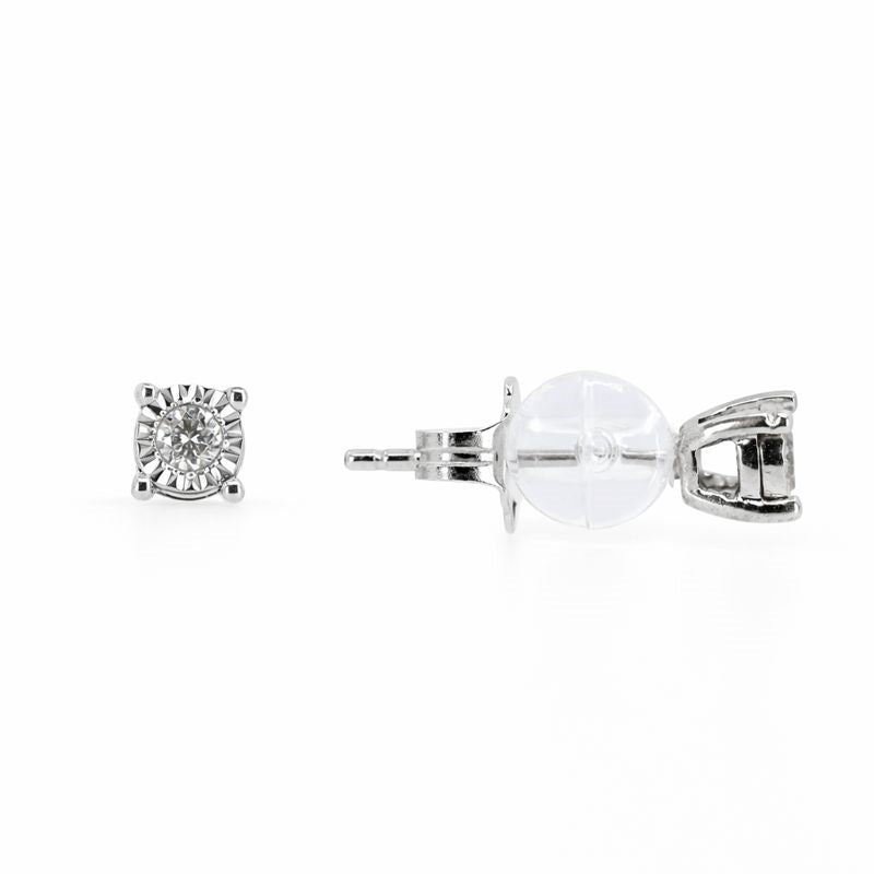 Sterling Silver Illusion Set Diamond Stud 3mm Earrings