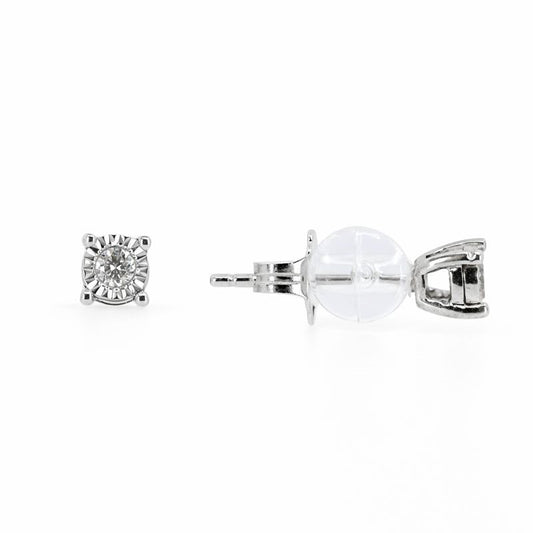 Sterling Silver Illusion Set Diamond Stud 3mm Earrings