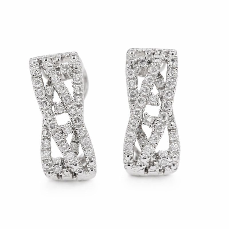 Sterling Silver Vintage Criss-Cross Prong Set Diamond Stud Earrings