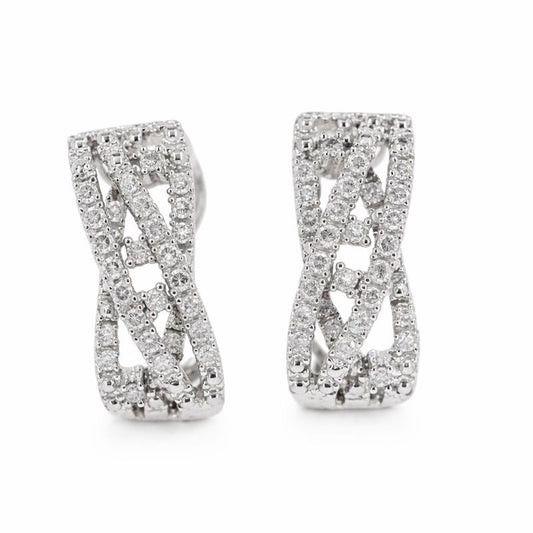 Sterling Silver Vintage Criss-Cross Prong Set Diamond Stud Earrings