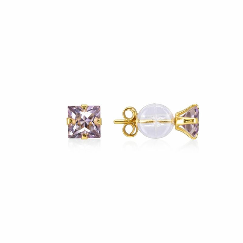 10K Yellow Gold Amethyst Stud Earrings