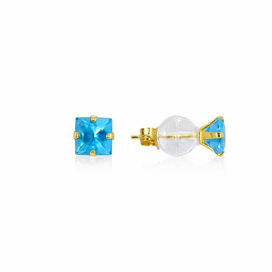 10K Yellow Gold Blue Topaz Stud Earrings