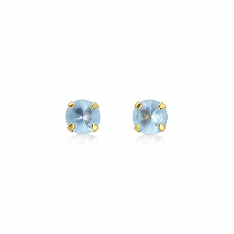 10K Yellow Gold Light Blue Topaz Stud Earrings