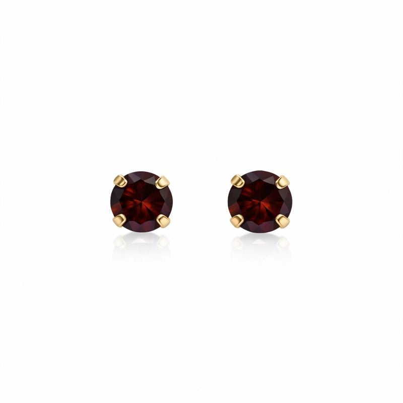 10K Yellow Gold Garnet Stud Earrings
