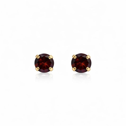 10K Yellow Gold Garnet Stud Earrings