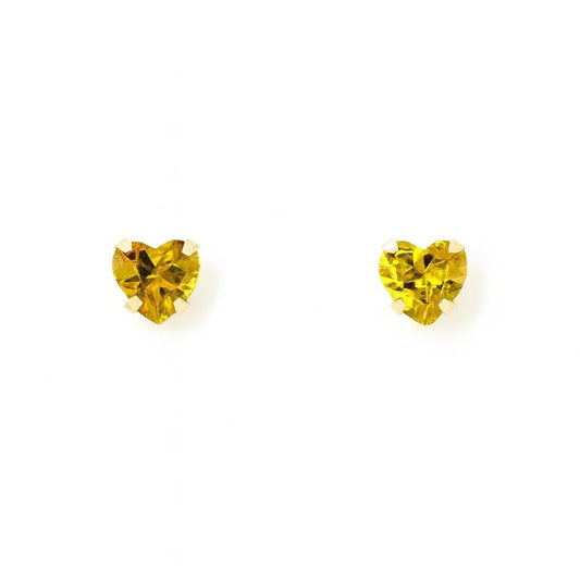 10K Yellow Gold Heart-Shaped Citrine Stud Earrings