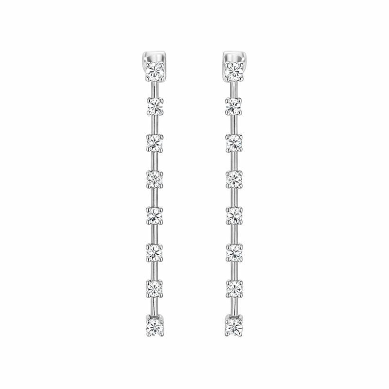 14K White Gold CZ Dangle Stud Earrings