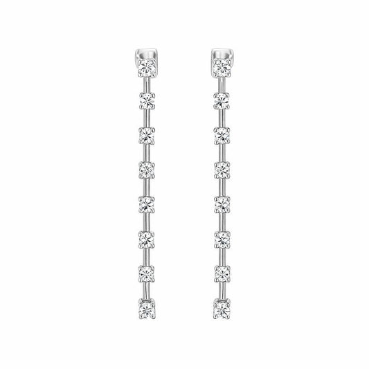 14K White Gold CZ Dangle Stud Earrings