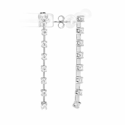 14K White Gold CZ Dangle Stud Earrings