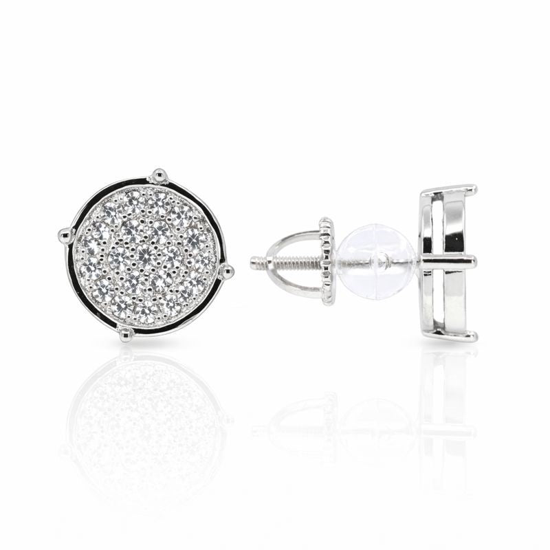 Sterling Silver Clear CZ Circle Stud Earrings