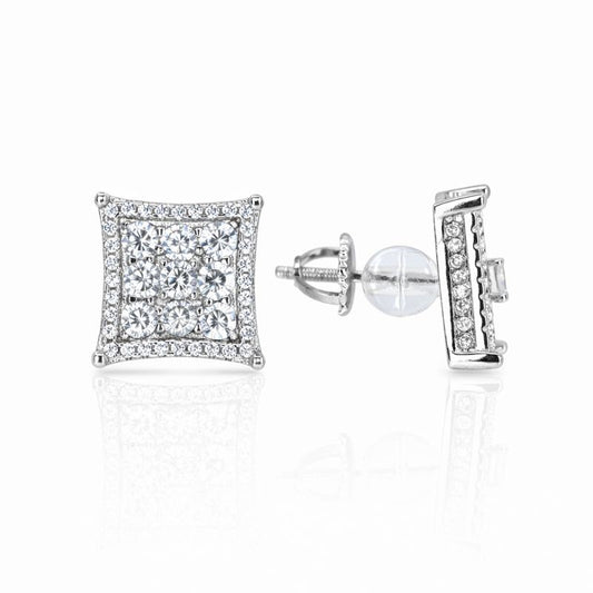 Sterling Silver CZ Square Stud Earrings