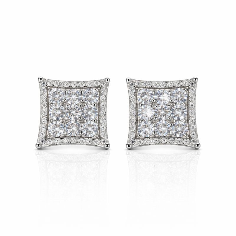Sterling Silver CZ Square Stud Earrings