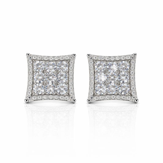 Sterling Silver CZ Square Stud Earrings