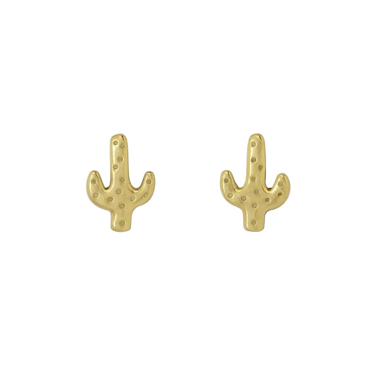 14K Yellow Gold Cactus Stud Earrings