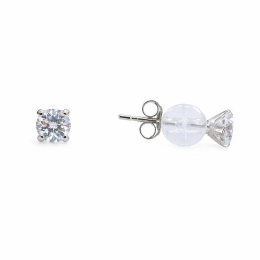 10K White Gold Swarovski Crystal Stud Tension Back Earrings