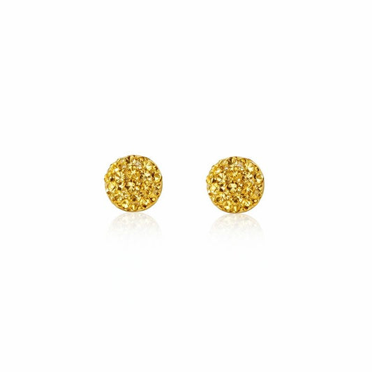 10K Yellow Gold Orange Druzy Crystal Stud Earrings
