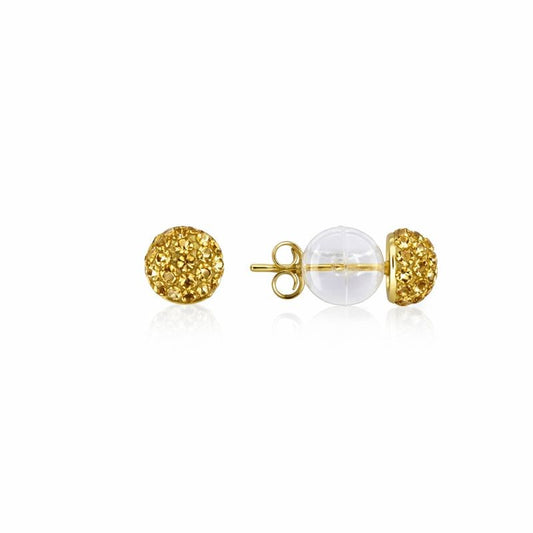 10K Yellow Gold Orange Druzy Crystal Stud Earrings