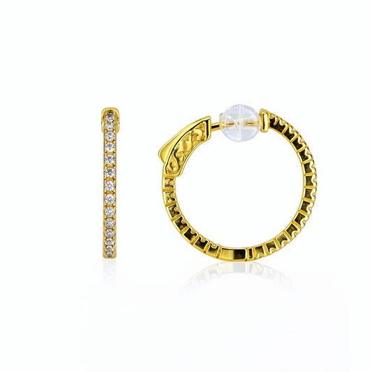 Gold Plated CZ Hoop Earrings