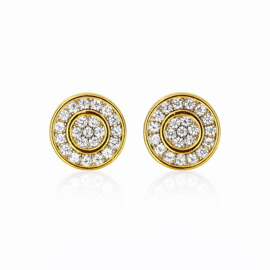 Gold-Plated CZ Drum Stud Earrings