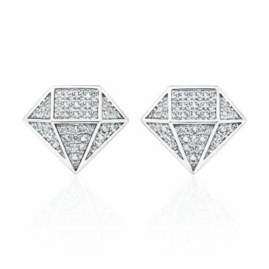 Sterling Silver CZ Diamond Shape Stud Earrings