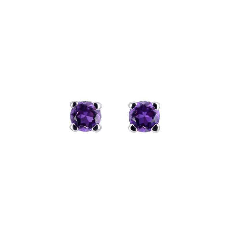 10K White Gold Genuine Amethyst Stud Earrings