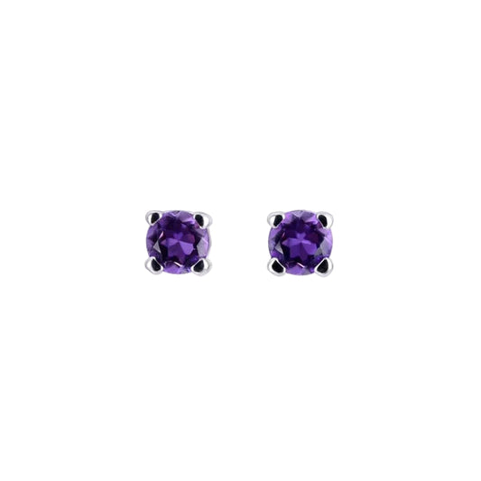 10K White Gold Genuine Amethyst Stud Earrings