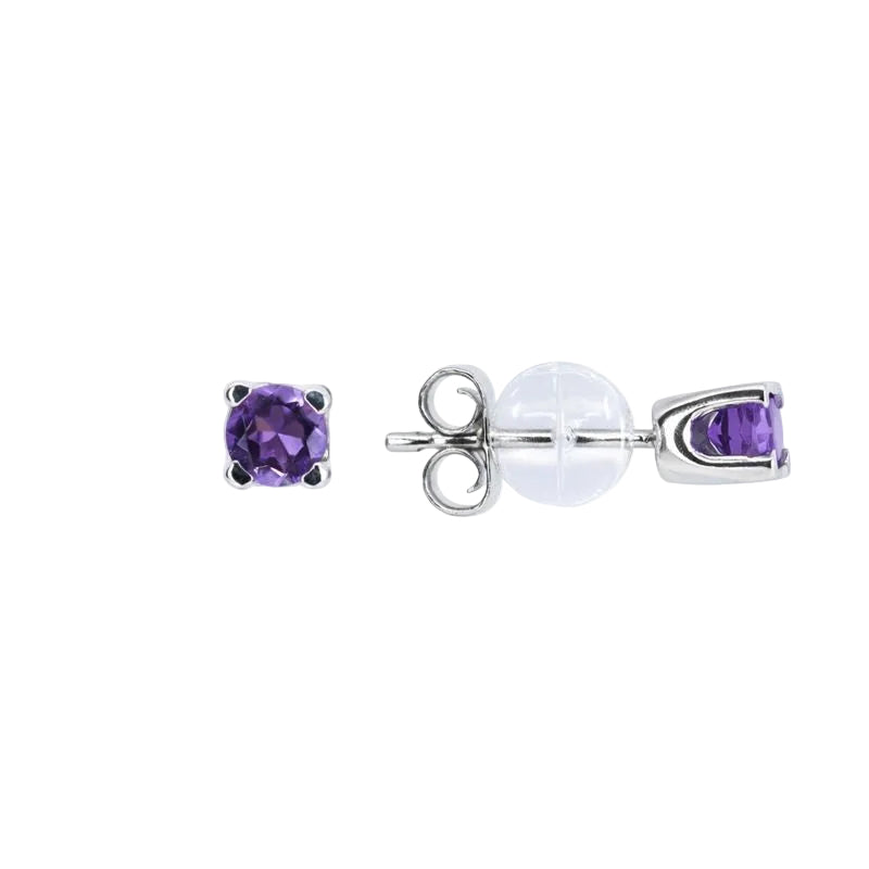 10K White Gold Genuine Amethyst Stud Earrings