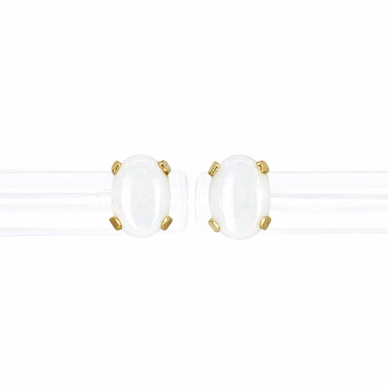 14K Yellow Gold Opal Prong-Set Stud Earrings