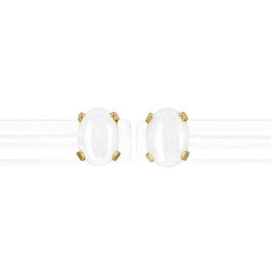 14K Yellow Gold Opal Prong-Set Stud Earrings