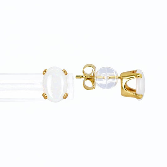 14K Yellow Gold Opal Prong-Set Stud Earrings