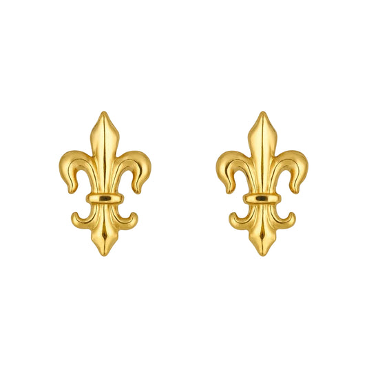14K Yellow Gold Fleur De Lis Stud Earrings