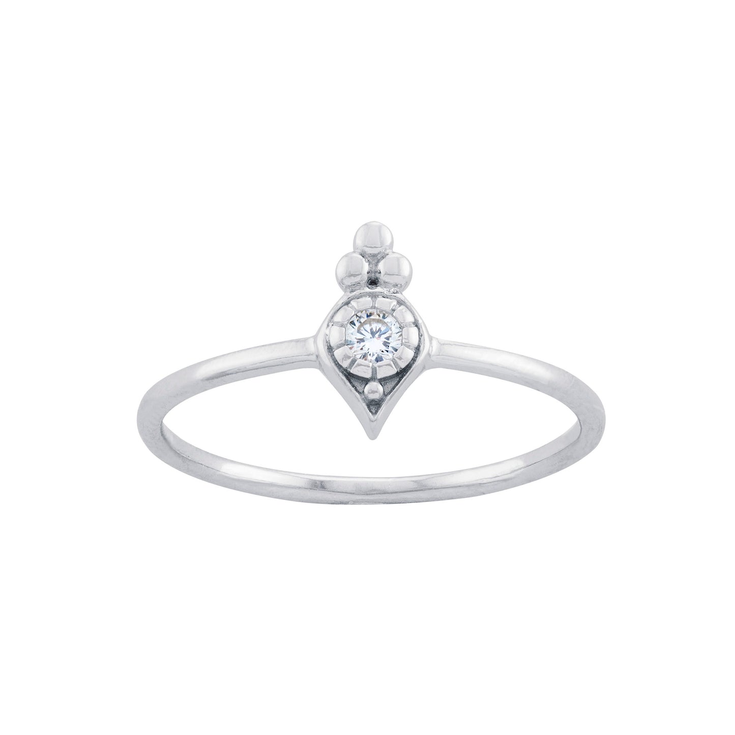 Sterling Silver CZ Teardrop Ring