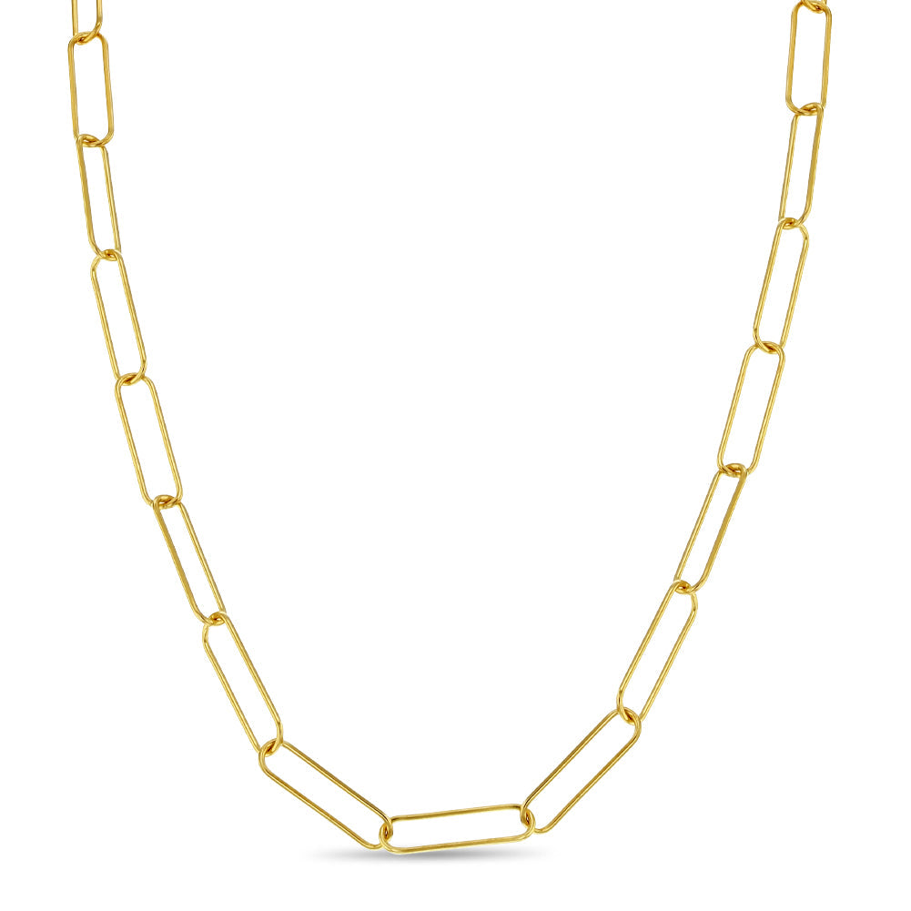 14K Yellow Gold Plated Paperclip Necklace