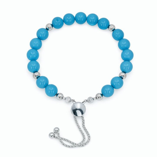 Sterling Silver Genuine Turquoise Adjustable Bolo Bracelet