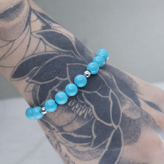 Sterling Silver Genuine Turquoise Adjustable Bolo Bracelet