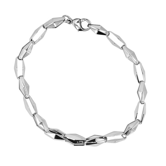 Stainless Steel High Polish Diamond Shaped 9" Bracelet