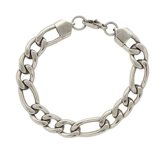 Stainless Steel Figaro Link 8.5" Bracelet