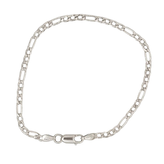 Sterling Silver 7" Diamond-Cut Figaro Link Bracelet