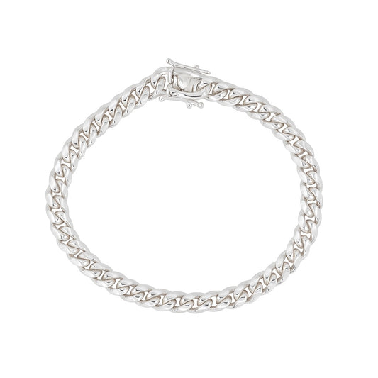 Rhodium Plated 7mm Cuban Link 7.25" Bracelet