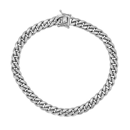 Rhodium Plated 6mm Cuban Link 8.5" Bracelet